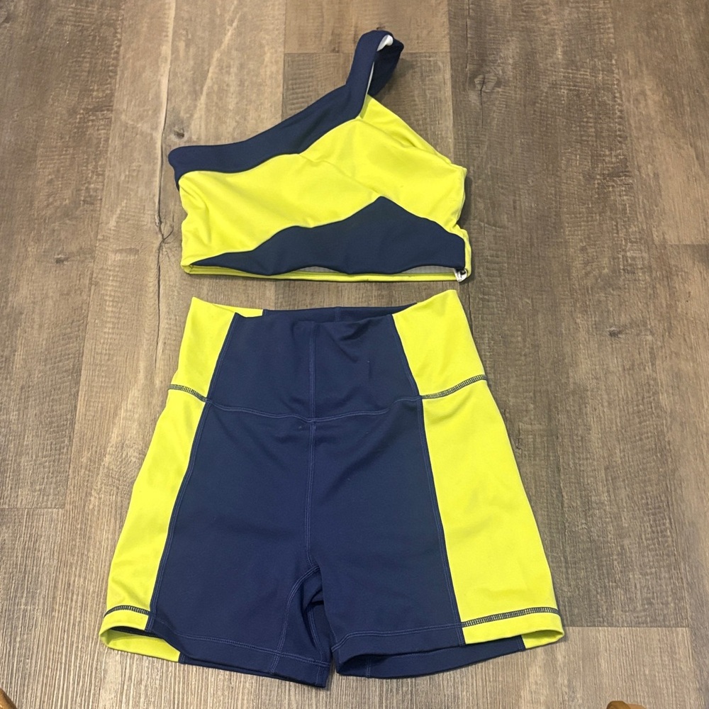 Jo and Jax Navy and Neon Yellow Dance Activewear Set